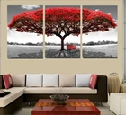 5D алмазная живопись сделай сам, вышивка крестиком, триптих с красным деревом, алмазная вышивка, квадратная картина с полным заполнением, 3D строительный пейзаж