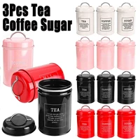3pcsset storage tank cover steel kitchen utensils multifunction sugar tea coffee box case household food canister snack tank