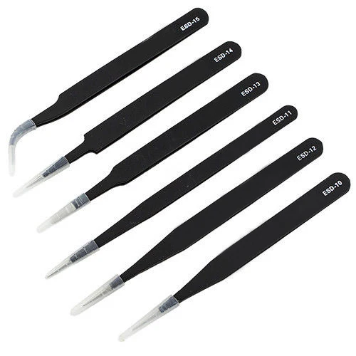 

6 pcs Safe Anti-static Tweezers Repairing Maintenance Tools ESD