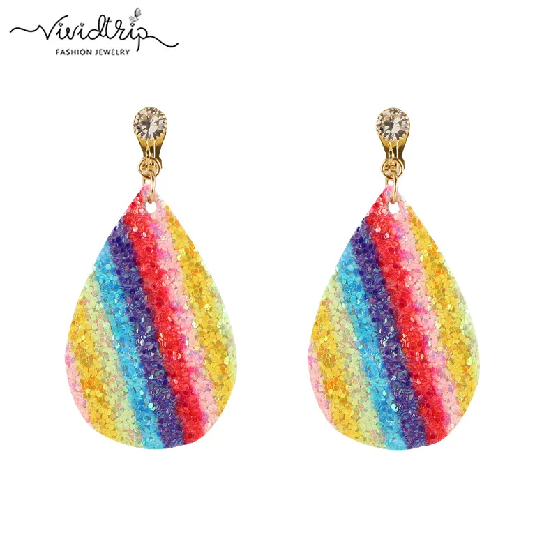 2018 модные кожаные клипсы с блестками серьги без пирсинга для женщин