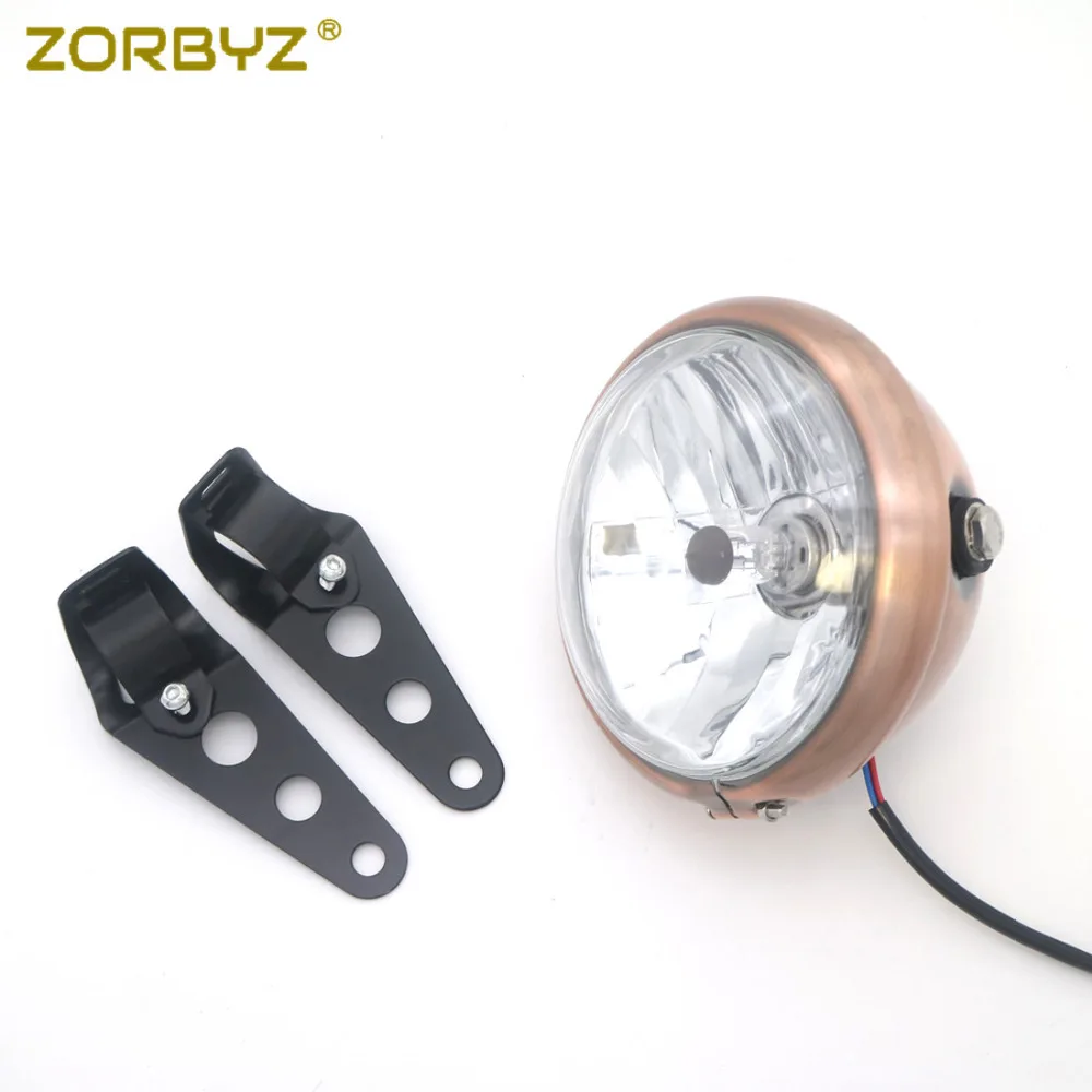 ZORBYZ мотоцикл Медь Металл H4 передняя фара лампа и 28-43 мм вилка кронштейн для кафе