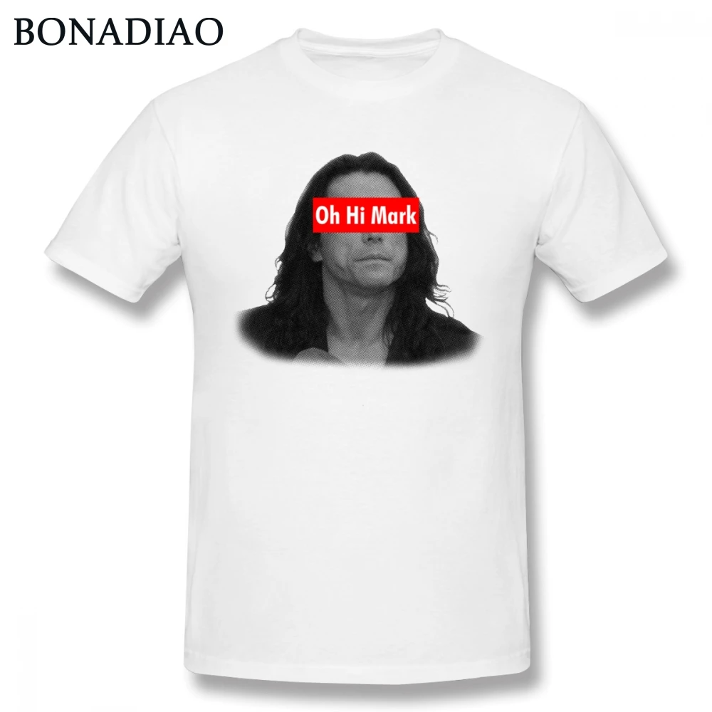 О привет Mark футболка для мужчин качество печати номер Tommy Wiseau Homme Футболка 100%