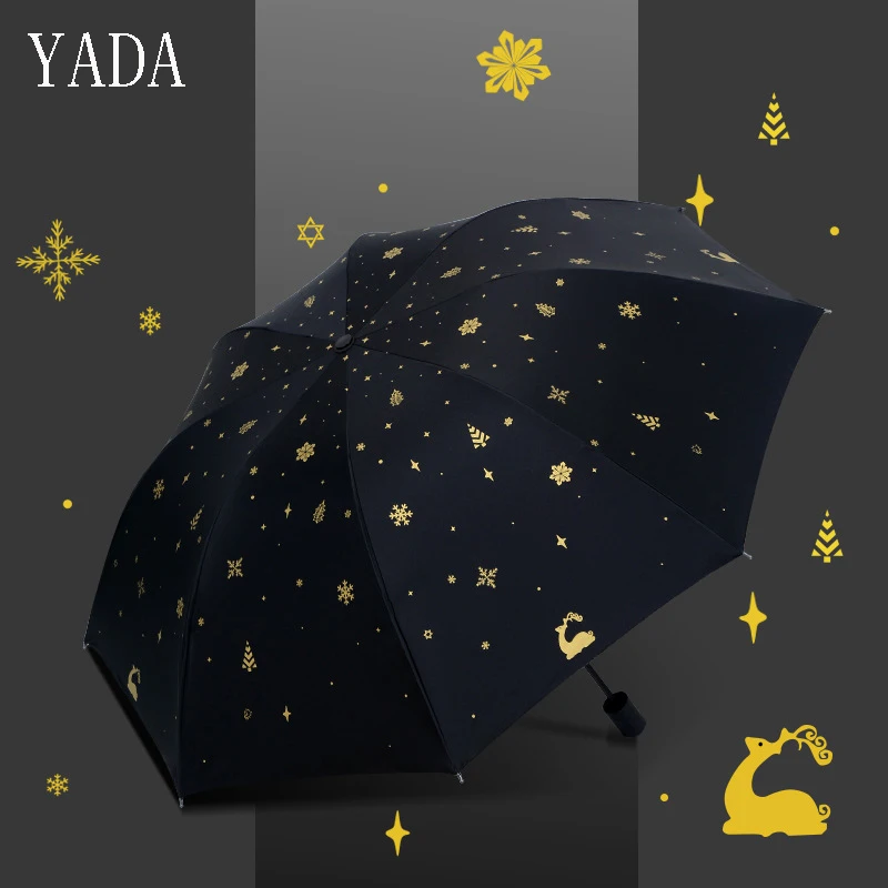 

YADA Charms Animals Folding Bronzing Deer Umbrella Rain Women uv High Quality Umbrella For Womens Custom Parasol Umbrellas YS407