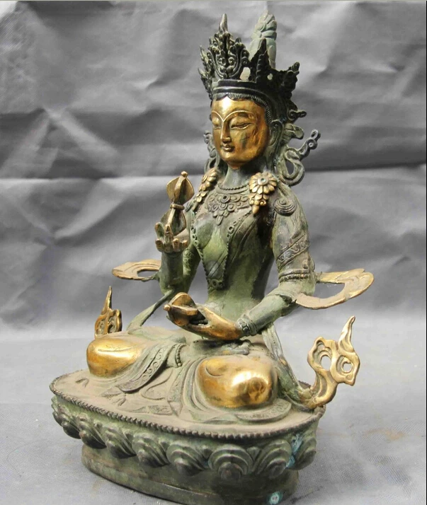Тибет Буддизм Медь Бронза Gild Ваджрасаттва Ваджрадхара Гуань Инь Статуя Будды |