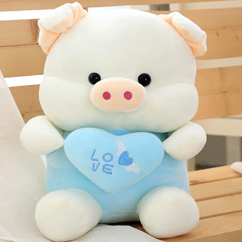 2018 35cm Embrace a heart Pink Blue Pig Plush Doll in dress Stuffed Toy Soft Lovely Birthday Gift for children | Игрушки и хобби