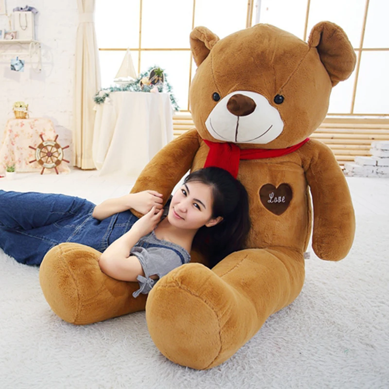 Soft Big Teddy Bear Stuffed Animal Plush Toy With Scarf 80cm100cm Kawaii Large Bears For Kids Giant Pillow Dolls Gift | Дом и сад