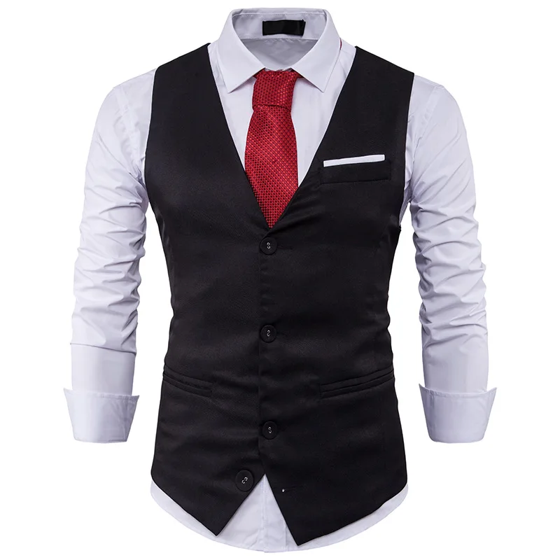 B3694 Black Мужской костюм, жилет, классический мужской жилет с v-образным вырезом, Приталенный жилет для свадьбы, мужской деловой жилет, мужские жилеты для работы, жилет для мужчин - Цвет: B3694 Black