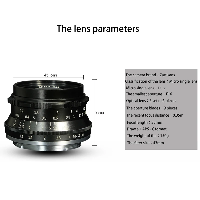 7artisans 35 мм F1.2 объектив с фиксированным фокусным расстоянием для Sony E mount DSLR