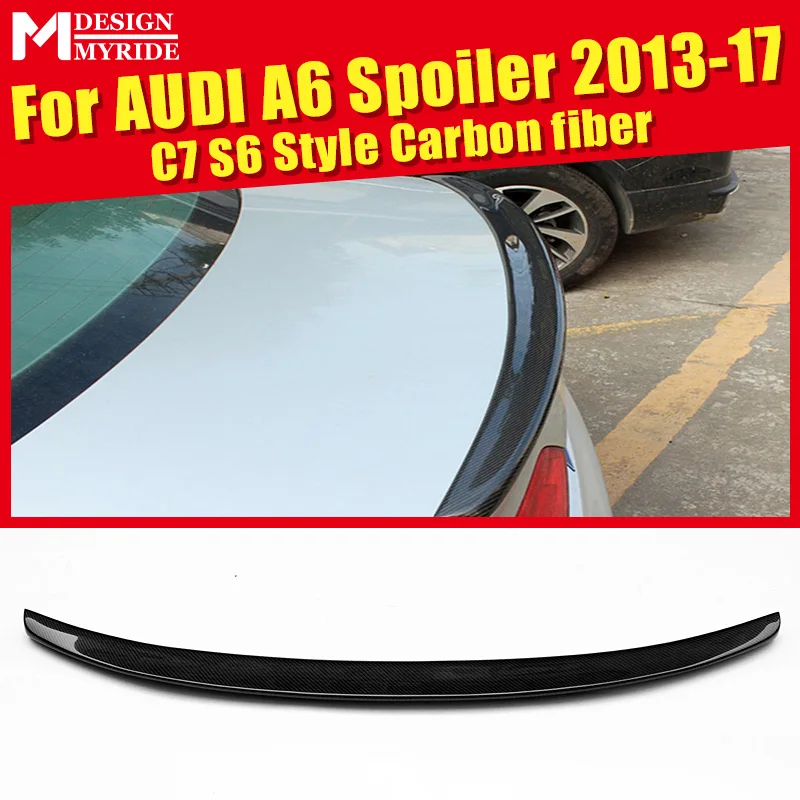 A6C7SPS6SCB1317 Для Audi A6 C7 Sedan 4 двери из углеродного волокна CF высокий удар задний багажник губы Spoilerking крыло добавить на стиль S63 вид клейкого типа 13-17 - Цвет: A6C7SPS6SCB1317