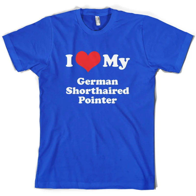 I Love My German короткошерстная указка Мужская футболка 10 цветов с принтом собаки