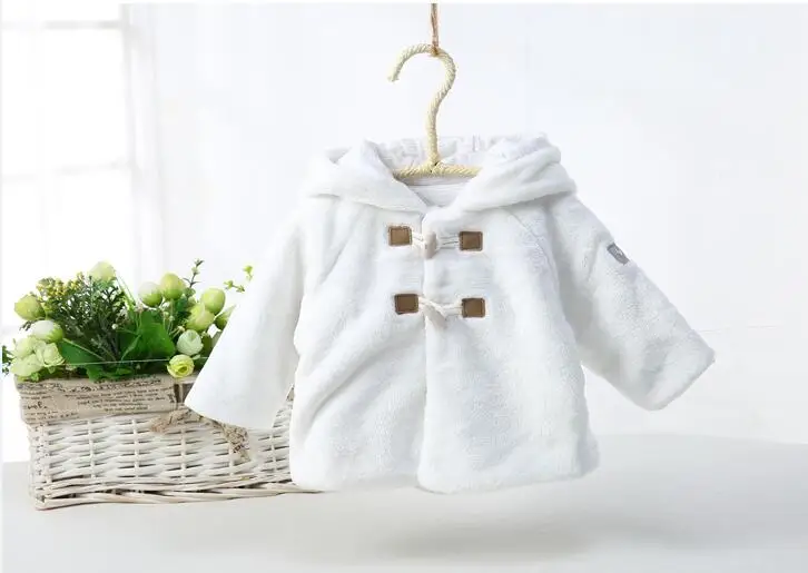 white Детская одежда, куртка, Детское пальто, велюровое пальто, двухслойная детская одежда, коралловый флисовый Топ, детская одежда, пальто с шапочкой - Цвет: white