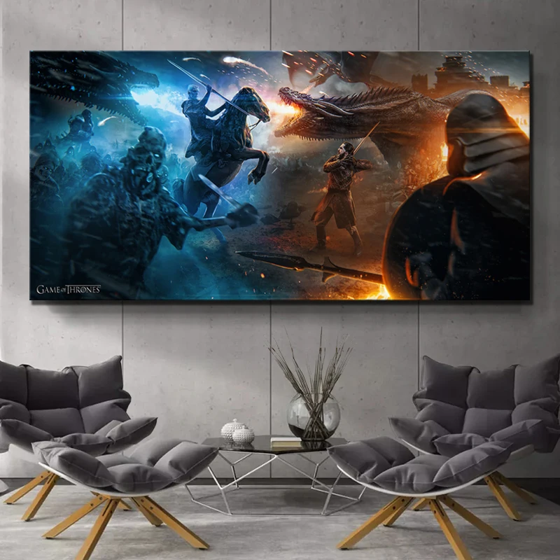 1 шт. HD картина принт Игра престолов фильм плакат живопись ночной король Фэнтези Арт картина с драконом холст настенная живопись
