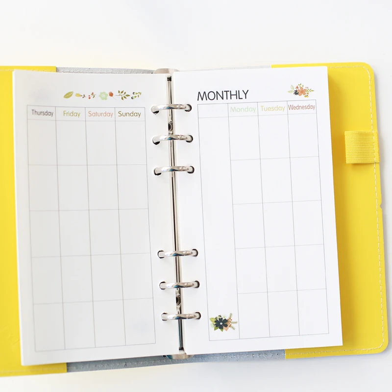 Вставки для персонального планировщика наполнители с цветочным принтом A6 бумаги