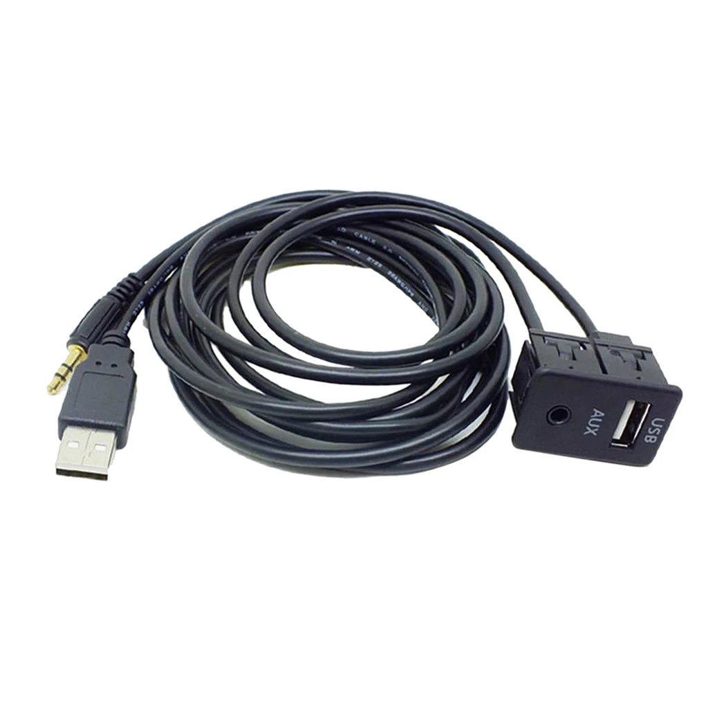 

Audio Dash Flush Mount USB 3.5mm AUX Male Mounting Adapter Panel Input For Car