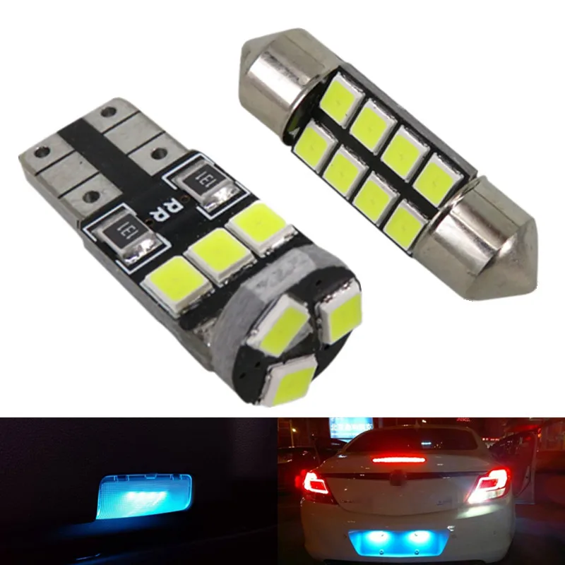 WLJH 6x чистый белый DE3175 T10 W5W Led 2835 SMD Светодиодная лампа для освещения салона