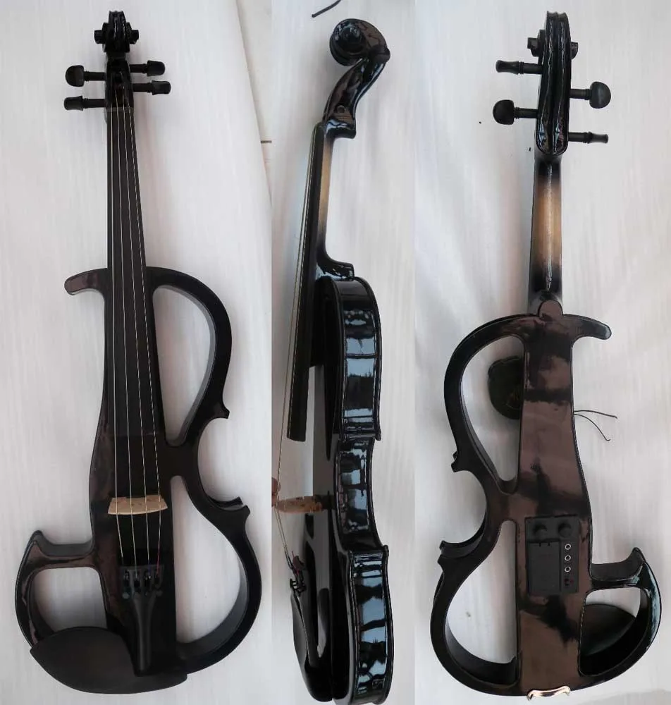 

Electro-acoustic violin solid wood black ebony violin professional grade