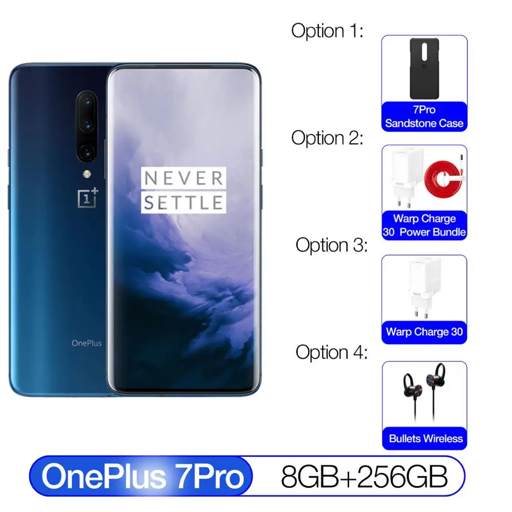 В наличии Oneplus 7PRO смартфон 8 Гб 256 ГБ 48MP Тройная камера AMOLED экран Snapdragon 855 UFS 3 0 4000 мАч