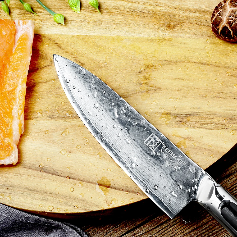 KEEMAKE нож шеф повара 6 5 &quot73 слоя дамасской стали кухонные ножи японский VG10 Core Blade G10