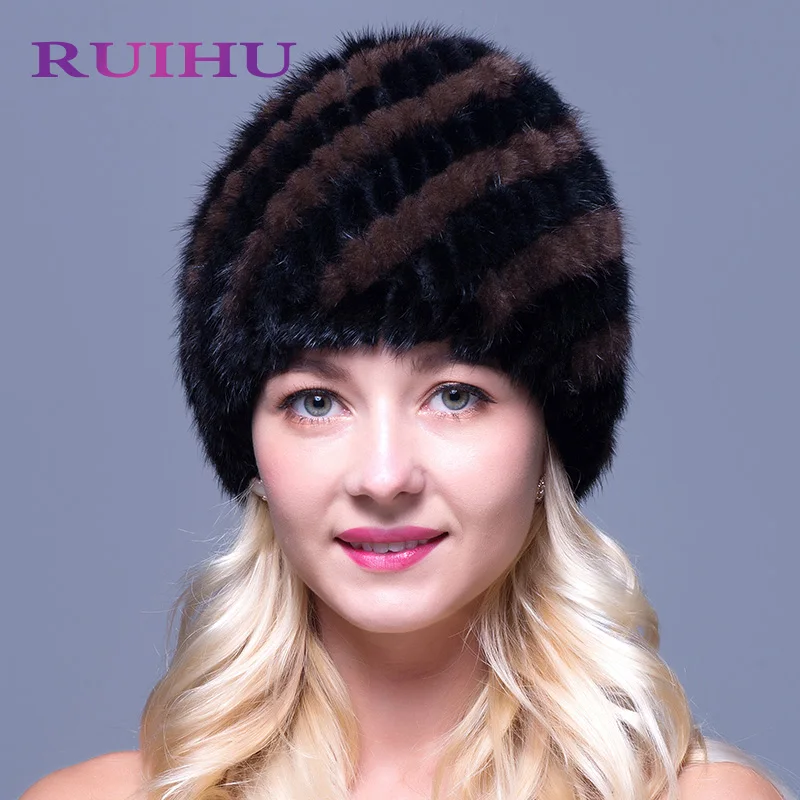 100% норки шляпа Для женщин с русской зимы реального меховая шапка для девочки из