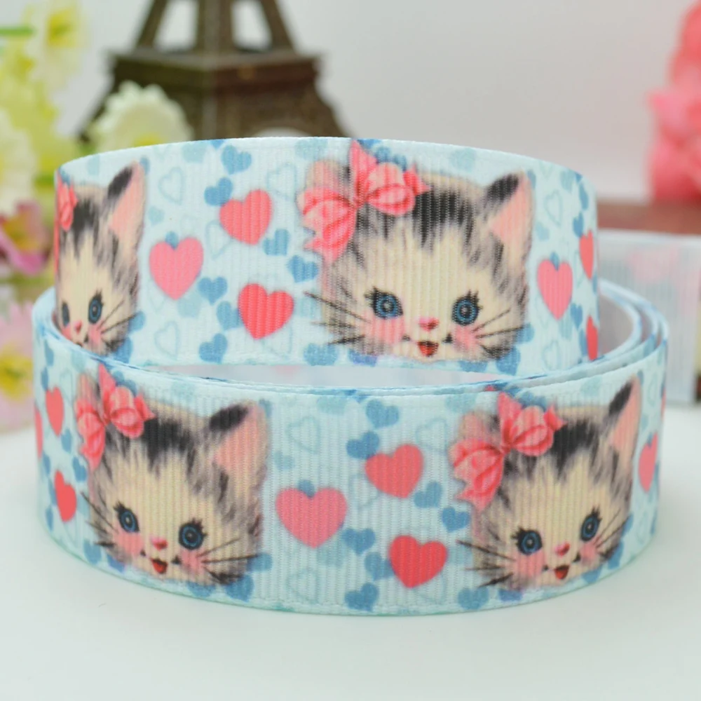 DUWES 7/8 &quot22 мм 2 5 10 50 ярдов котенок МОО пиццы печати grosgrain ленты волос лук DIY ручной