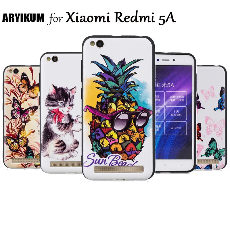 Для Xiaomi Redmi 5A чехол 3D рельефный стерео из мягкого силикона с узором задняя крышка