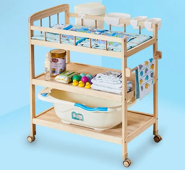 Baby care table diaper changing crib movable baby shower touch solid wood massage | Мать и ребенок