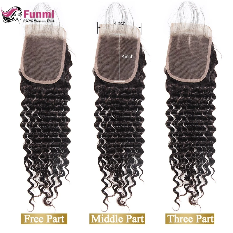 Funmi натуральный цвет 1 шт. индийские девственные волосы глубокая волна Кружева