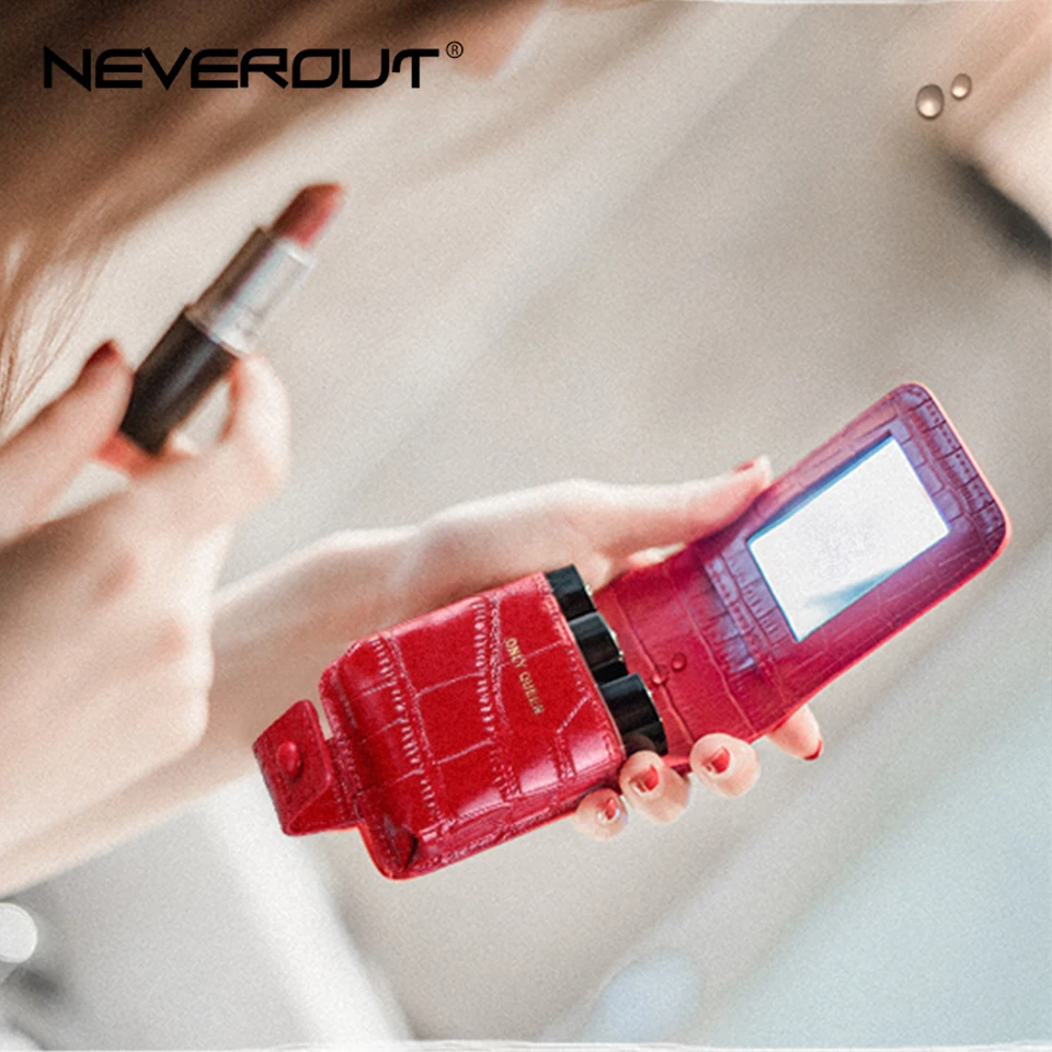 Женский кожаный чехол для помады NEVEROUT красная/черная маленькая сумка держатель