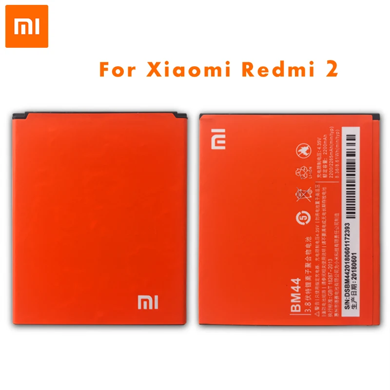 Xiao Mi оригинальный BM44 аккумулятор для мобильного телефона Xiaomi Redmi 2 2A 2200 мАч