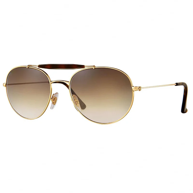 gradient brown Боло. Ray ban 3540 Круглые Солнцезащитные очки для мужчин и женщин 55 мм стеклянные линзы в оправе из нержавеющей стали для вождения, зеркальные солнцезащитные очки oculos de sol Gafas UV400 - Цвет линз: gradient brown