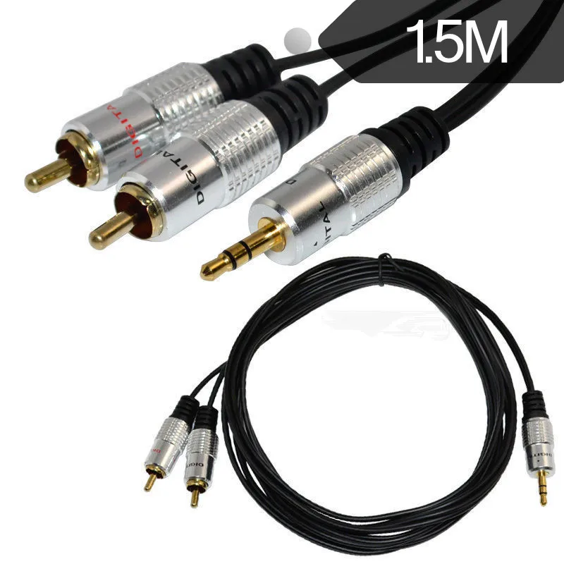 2 RCA Twin Phono Plug 24K Gold кабель 1 5 м чистый 3 мм стерео аудио разъем | Компьютеры и офис