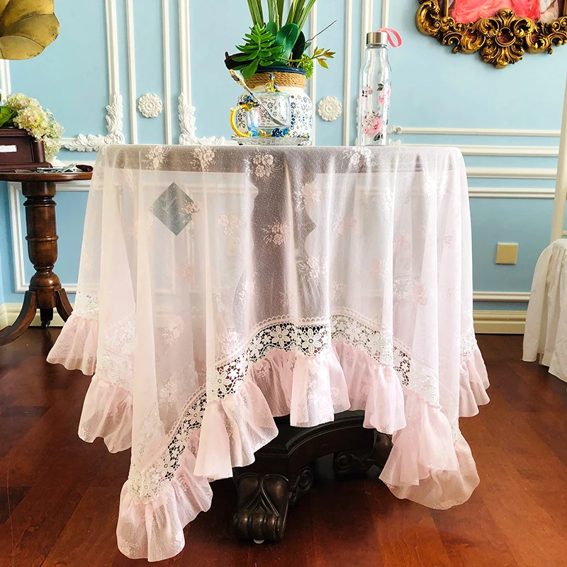 

New European Style Rectangle Lace Table Cloth For Home Decor 1pcs Art Tea End Dinner Table Cover Dustproof Luxury Tablecloth