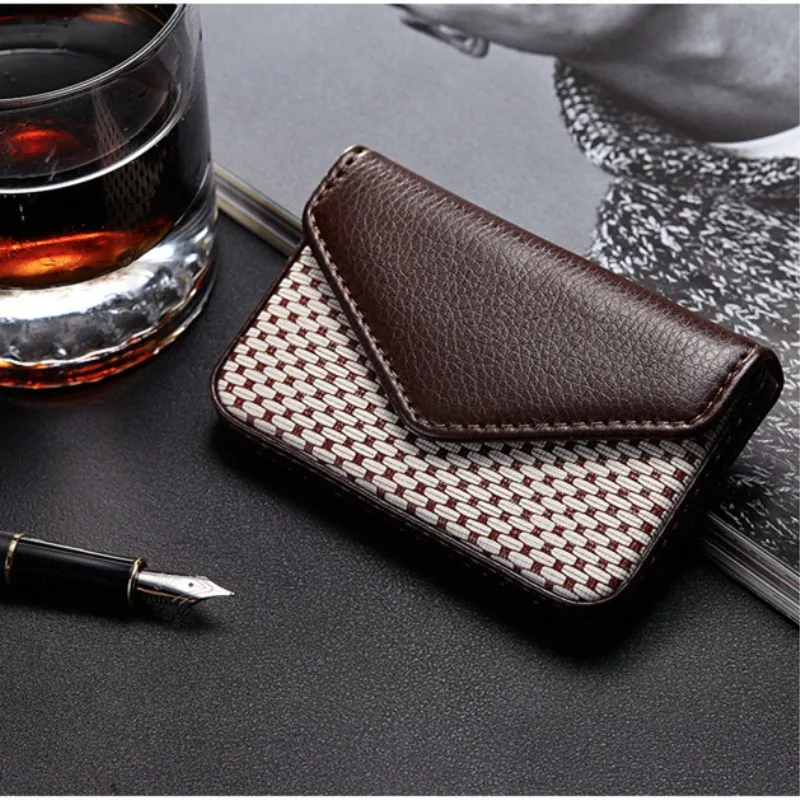 Big Capacity Stitching Lichi lines Magnet button Business name card credit holder PU Leather cardcase Wallet Box case 1 PC | Багаж и сумки