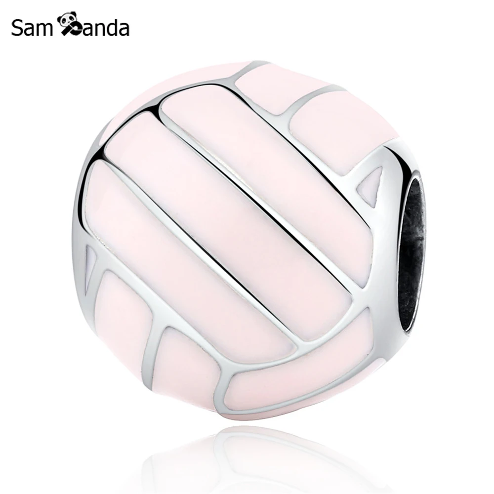 New Authentic 925 Sterling Silver Bead Charm Pink Volleyball Sports Beads Fits Women Bracelets &amp Bangles Jewelry | Украшения и
