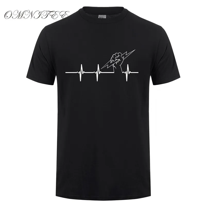 Футболка мужская летняя хлопковая с коротким рукавом и надписью Heartbeat of