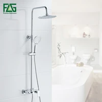 flg luxury single handle brass 3 functions waterfall rain shower faucet set with handshower chrome finished wall mounted