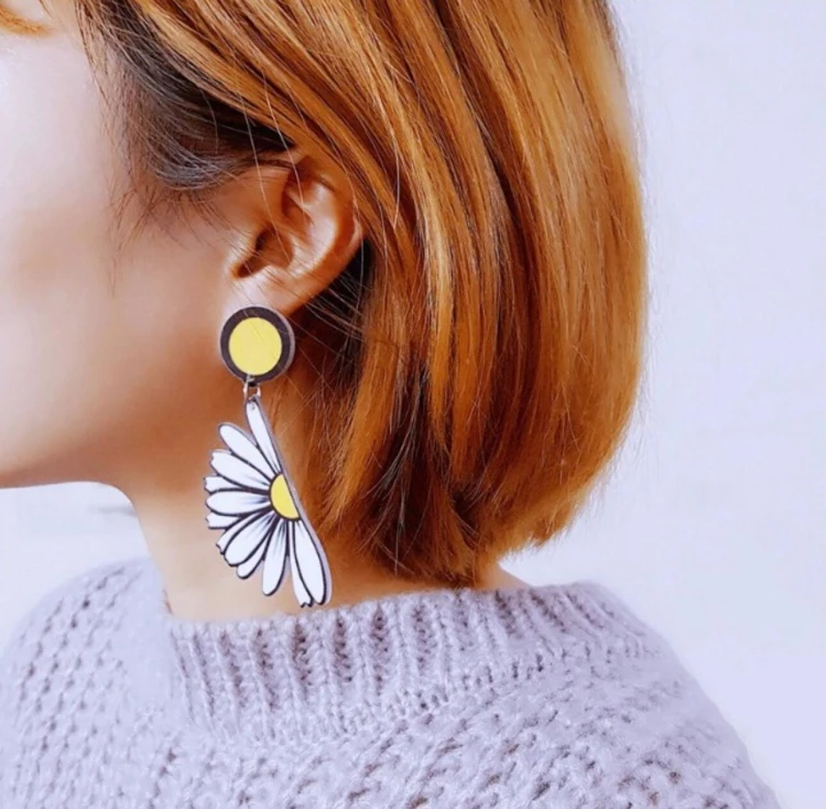 FishSheep новые модные большие акриловые цветочные серьги для женщин Пластиковые