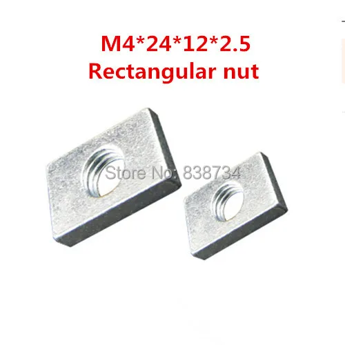100 шт. m4 * 24*12*2 5 сталь с белой цинковой прямоугольной гайкой квадратная гайка для