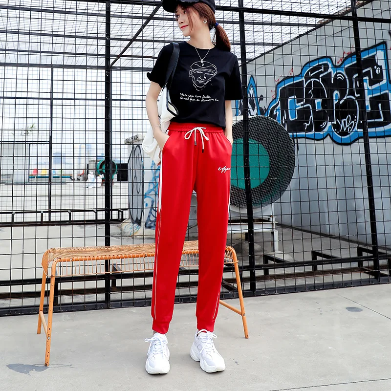 Женские брюки мода 2019 шаровары Harajuku с высокой талией женские длинные свободные