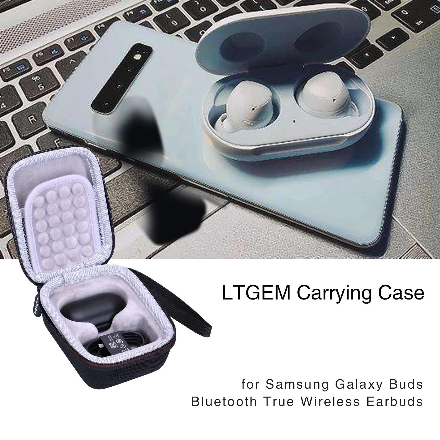 LTGEM EVA черный Переносной жесткий футляр для samsung Galaxy Buds Bluetooth настоящие беспроводные наушники