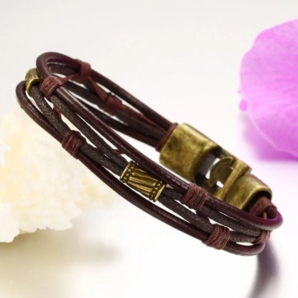 Новые мужские плетеные браслеты ручной работы из натуральной кожи Браслет