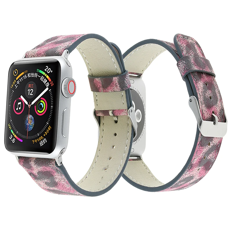 Ремешок из натуральной кожи для Apple Watch Series SE 6 5 4 40 мм 44 браслет iWatch 38 42 3 2 1 с