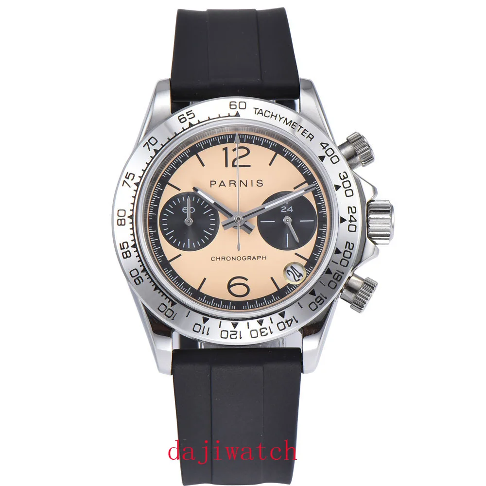 51 Parnis39mm мужские часы с хронографом сапфировые кварцевые повседневные наручные часы wat ch спортивные часы - Цвет: 51