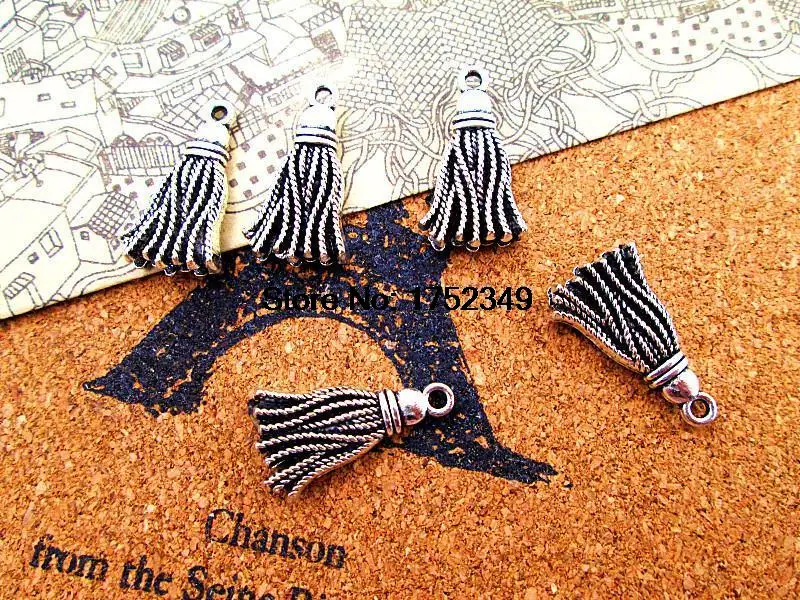 20pcs подвески с кисточками Античные тибетские серебряные 20x12мм|charm pendant|silver tassel
