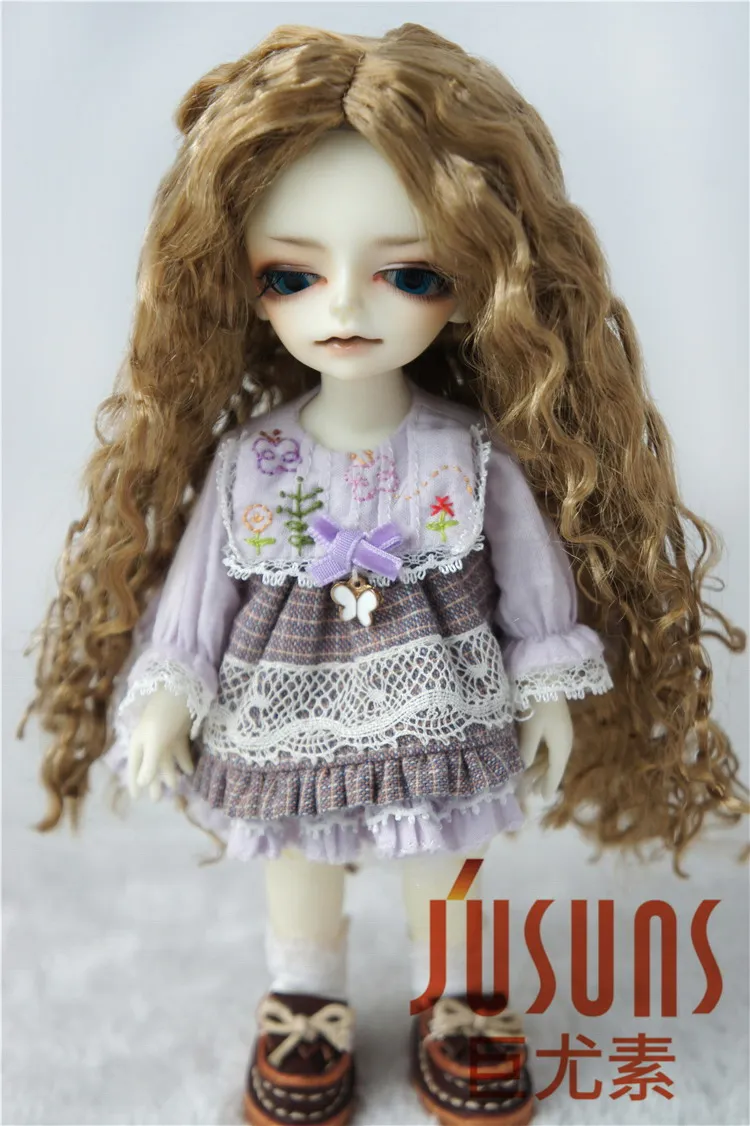 JD220 1/12 1/8 Мода BJD синтетический мохер куклы парики Размер 4-5 дюймов 5-6 дюймов длинные вьющиеся мягкие волосы BJD