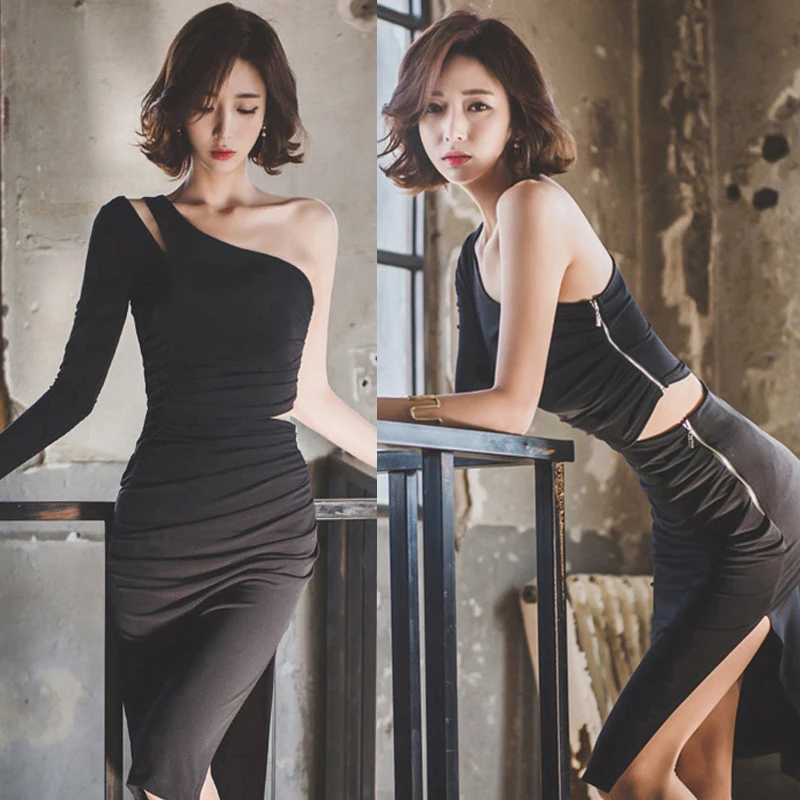 Весна 2 шт. женские костюмы Сексуальный тонкий черный выдалбливают одноместный