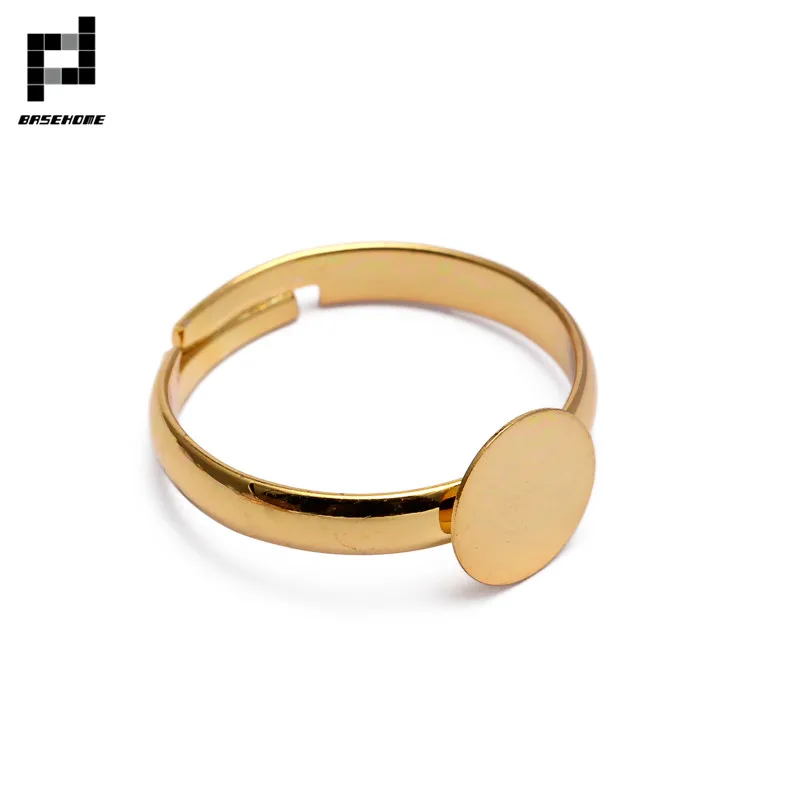 BASEHOME 20pcs/lot Adjustable Ring Settings 6/8/10mm Round Blank Base Trays Bezel for Cabochon Cameo DIY Fashion Rings | Украшения и