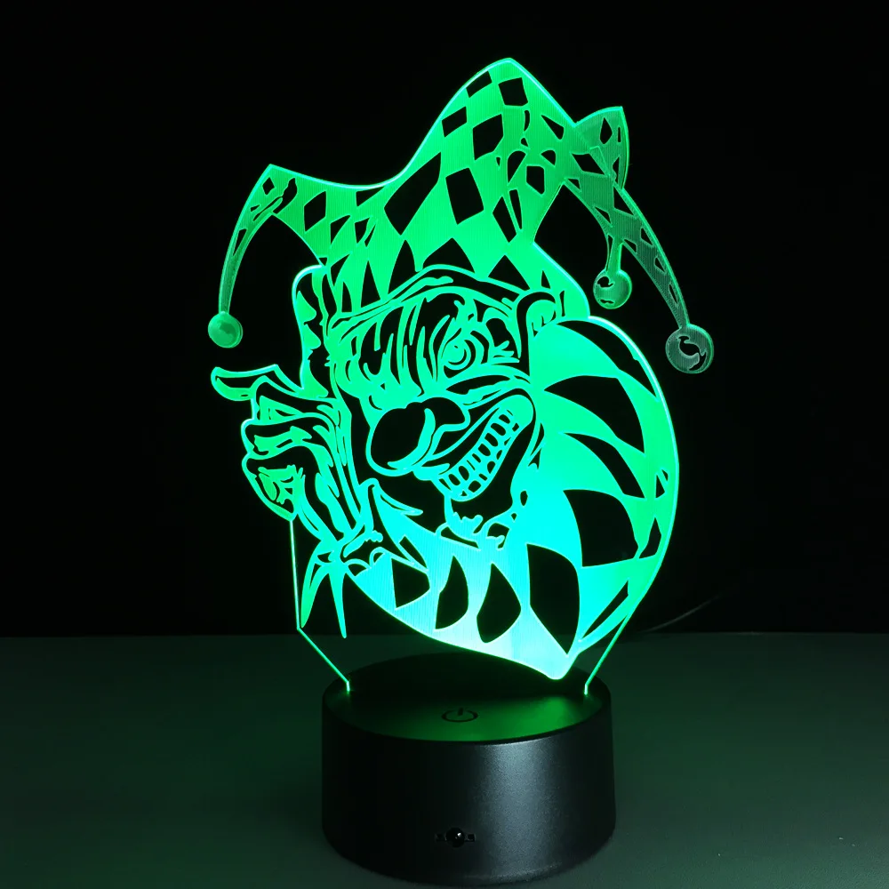 7 Color Lamp Halloween Clown 3d Visual Led Night Lights For Kids Touch Usb Table Lampara Lampe Baby Sleeping Nightlight Lampes | Освещение