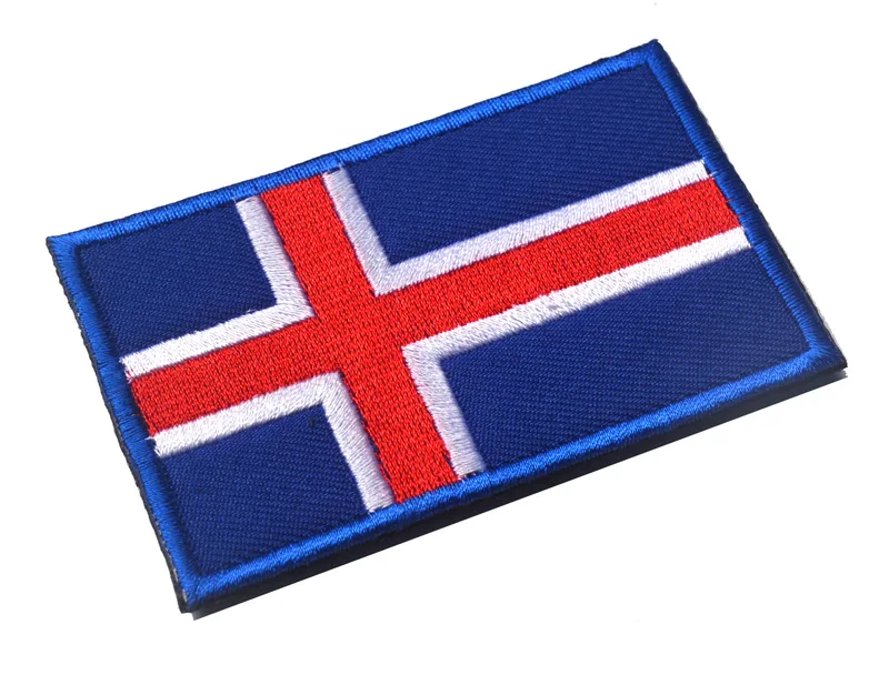 

Embroidered Iceland Flag Patches Army Hook & Loop Patch 3D Tactical Military Fabric Armband National Iceland Flag Badge