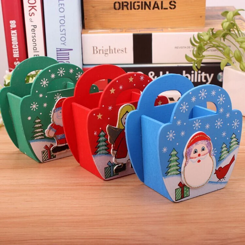 Креативные деревянные рождественские цветочные корзины держатели для ручек